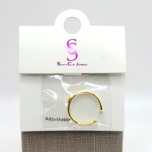 Savvy Cie "D" Initial Letter Adjustable Gold Ring